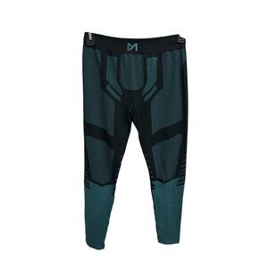 Compression Leggings Black Teal Size Large Activewear Athleisure